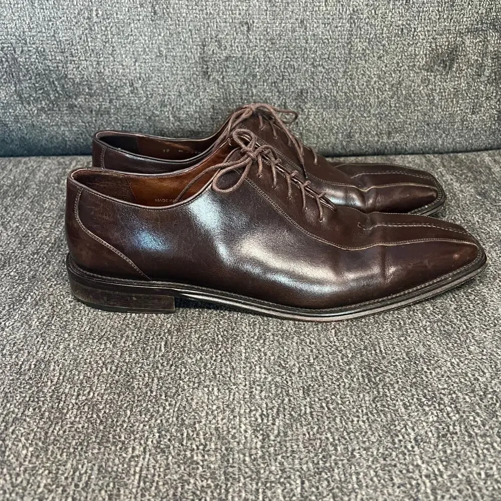 Bachrach Oxford Dress Shoes Mens Sz 12 Brown Leather Split Square Toe Corporate